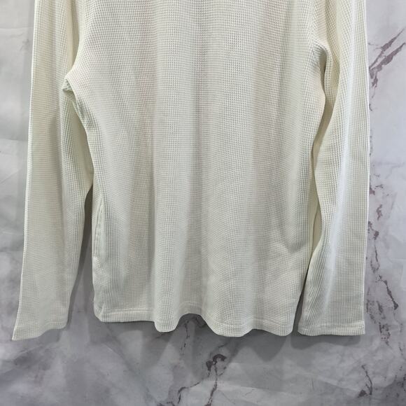Everlane Shirt Mens Large Waffle Long Sleeve Crew Organic Thermal Cream Bone - Picture 8 of 10
